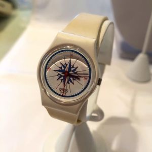 Vintage White Swatch Quartz Wrist Watch